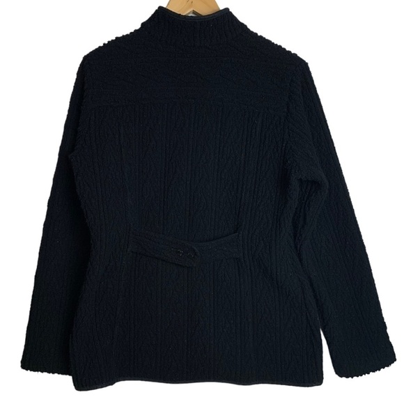 FILSON Women’s Black Wool Jacket Size Medium Cable-Knit  Full Zip Pockets - Picture 2 of 16